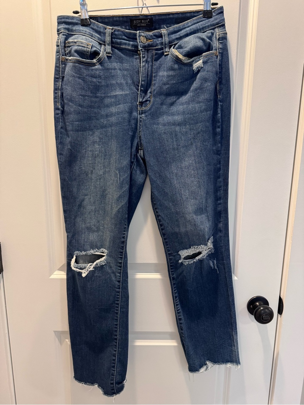 Judy Blue Dark Blue Distressed Boyfriend Jeans